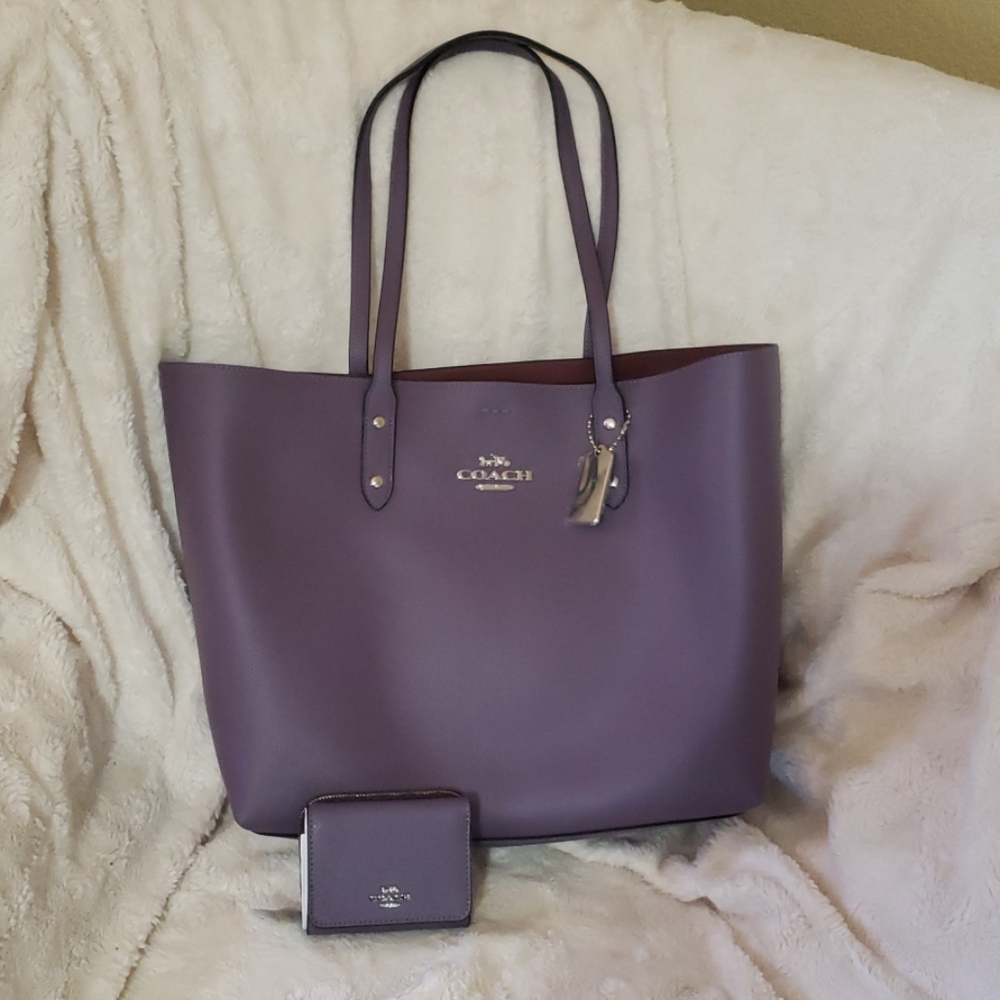 COACH Town Tote with matching small trifold wallet
